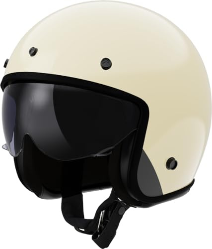 LS2, Jet-Motorradhelm BOB II SOLID Cream, L | Leicht zu wechseln