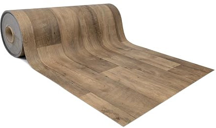 GIURI TESSUTI - Pavimento in PVC - Rivestimento per superfici in Vinile Impermeabile con texture Antiscivolo e supporto in Tessuto Insonorizzante (AL METRO, CHALET BROWN)