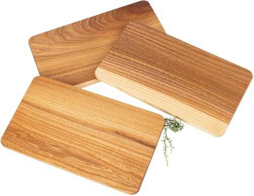Frühstücksbrettchen 4er Set aus Ulme/Rüster geölt - 26 x 15 x 1,2 cm