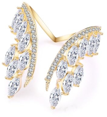 GleaMora Aile d’Anges réglable Bague éblouissante Bague avec CZ bagues de Doigt à la Mode pour Les Femmes Bijoux de Mariage Cadeau de la Saint-Valentin