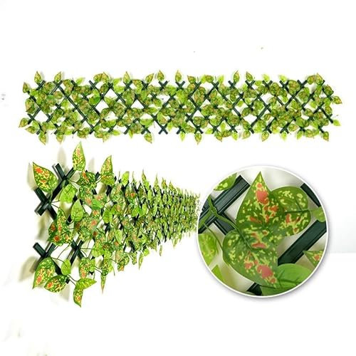 Expandable Garden Fence Panels - Privacy Screen with Faux Ivy & Greenery - 200x30cm (Speckled Green)