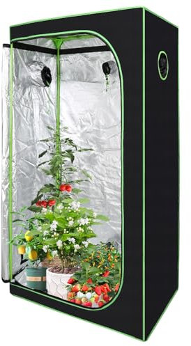 Vigevee Growzelt 100 * 100 * 200cm Grow Tent für Pflanzen Lichtdicht und Wasserdicht Indoor-Pflanzenzelt Growbox Homegrowing Growschrank Schwarz-grüne Zuchtzelte