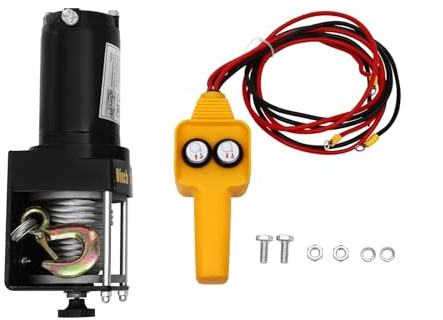 Cabrestante eléctrico con mando a distancia por cable, 12 V, cabrestante eléctrico, polea de polea, cabrestante eléctrico, cabrestante de motor, 3000 lbs/1360,78 kg, para ATVs UTVs camiones,