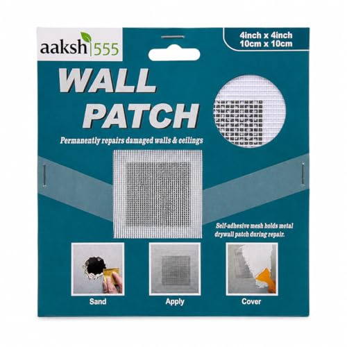 Self Adhesive Drywall Hole Repair Patch, 10cmX10cm, Wall Repair Patch, Plasterboard Patch, Easy to USE, Aluminum Wall Repair Kit for Repairing Holes, Cracks, Ceilings Filler (10CM X 10CM)