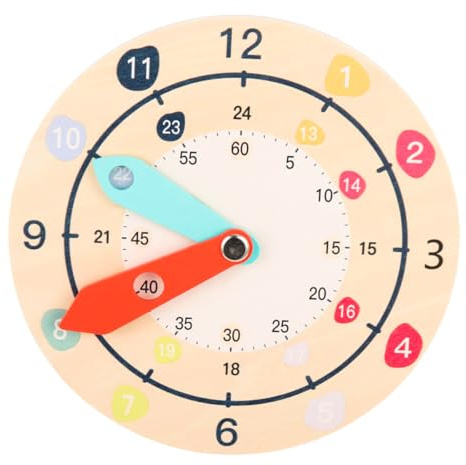 Sarini Uhr aus Holz mit Farbsortierung für Kleinkinder, Uhr zum Unterrichten der Uhrzeit im Klassenzimmer, Frühlernen, pädagogisches Geschenk für Kleinkinder