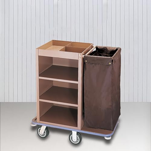 Reinigungswagen, Reinigungswagen auf Rädern, Hausmeisterwagen, Housekeeping-Wagen, Hausmeisterwagen, Wartungswagen, gewerblich,Braun