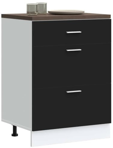 Myheimly Küchenschrank,Unterschrank Küche, Küchenmöbel, Küchenzeile,Standschrank Küche,Wandschränke,Aufbewahrungsschrank Küchenunterschrank Schwarz Holzwerkstoff