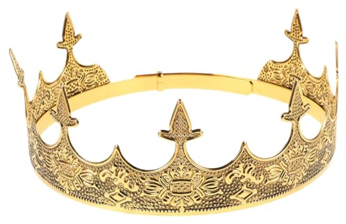 OATIPHO KöNigskrone Herren Prinz KostüM Retro Krone Kopfbedeckung FüR MäNner, Geburtstagskrone Jungen, Mittelalterliche Krone, Metall Gold, Verstellbar FüR BüHne Und Party