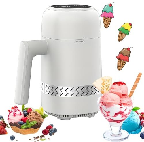 Machine à sorbetière portable, machine à yaourt glacé électrique, machine à crème glacée automatique multifonctionnelle de 300 ml avec écran tactile LED, 6 modes, production rapide de 90 minutes