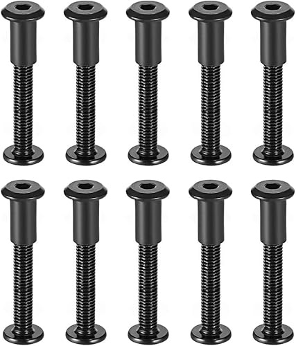 TA-VIGOR M6 Furniture Connector Bolts and Nuts, M6 x 50mm Hex Sleeve Nuts | 10 Sets Carbon Steel Connecting Screws, Binding Bolts for Bed Frame, Cupboard, Wardrobe, Worktop, Cabinet