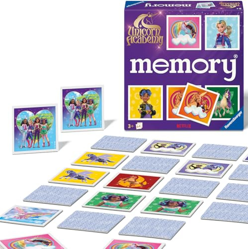 Ravensburger 24778 memory® Unicorn Academy - Det världsberömda minnesspelet för alla fans av äventyrsserien Unicorn Academy, klassiskt spel för 2-8 spelare från 3 år och uppåt