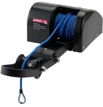 35 lbs Electric Anchor Winch, 12V Boat Anchor Winch-Marine Saltwater Anchor Windlass Kit with Remote Control & 100-feet of Pre-Wound Anchor Rope for Speedboats, Wench-Anchors - Complete Set Black