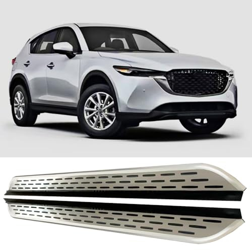 2 estribos laterales para Mazda CX-5 CX5 2017-2025, estribo lateral de aluminio con pedal, color plateado (con soportes)