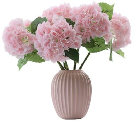 JPORSHU 3 ortensie artificiali rosa, 50,8 cm, fiori finti di ortensia in lattice, per decorazione della casa, feste, composizioni floreali, bouquet di nozze, centrotavola, decorazione esterna (rosa