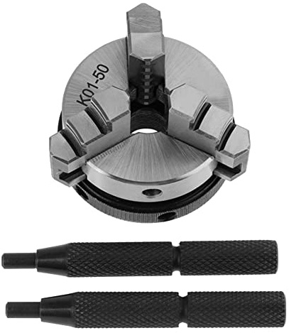 Qusedwey Portabrocas de Torno K01 50 Mini Portabrocas de Torno Autocentrante Herramienta de Torno de Madera de 3 Mordazas