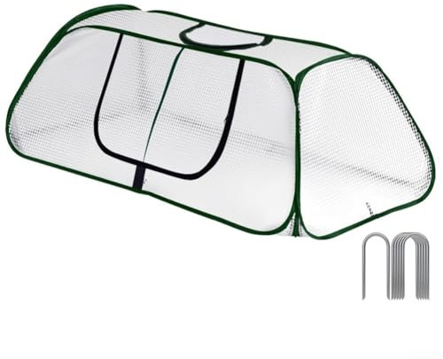 Vilgftyiet Copertura per piante in polietilene per aiuole e file da giardino, con porta arrotolabile con cerniera e 6 picchetti, resistente alle intemperie, protezione dal gelo, per interni ed esterni