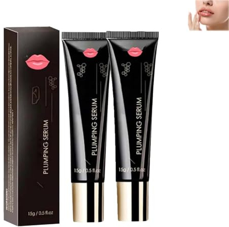 Kollagen Lippenbooster Serum, Lip Plumper, Hyaluronsäure Lippenpflege Öl, Feuchtigkeitsspendendes Lippenöl mit Hyaluronsäure, Lippen Vergrößern, lip plumper extreme volumen (2PC)