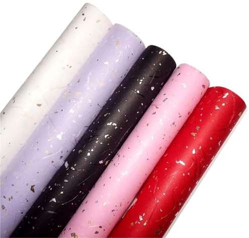 Presentpapper blommigt gör-det-själv-presentpappersset – 5 ark, 6 färger, guld/silver glitter, vattentät (07-blandningsförpackning – 5 st)