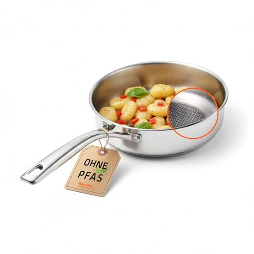 Berndes Daily Edition Signature Schmorpfanne 24 cm mit Hybridbeschichtung -Edelstahlpfanne – induktionsgeeignet & allherdtauglich – backofenfest & spülmaschinentauglich – PFAS-frei