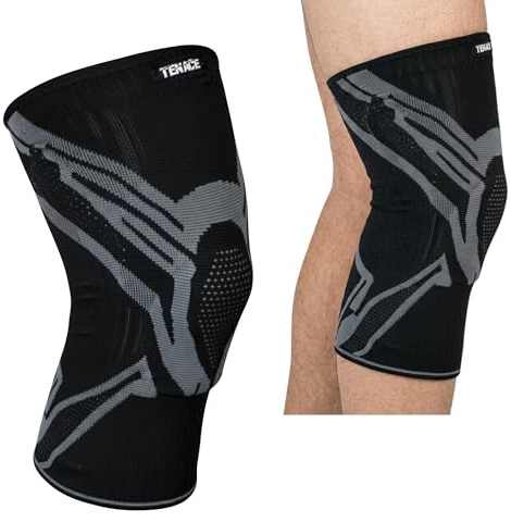 Tenace Rodillera Competición Jiu Jitsu, Grappling - Compresión y Acolchado MMA, BJJ, Muay Thai, Judo - Unisex (Negro, Large)