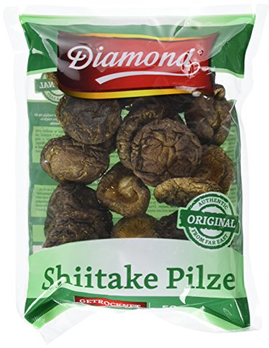 DIAMOND Shiitake Tonko Pilze, getrocknet, asiatische Speisepilze zum Kochen & Essen, natürlich, für Reis und Suppen - 4 x 50 g