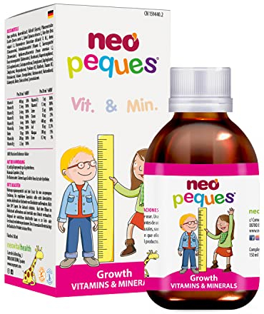 Neo Peques Growth Multivitamin Sirup (150 ml), Multivitamin für Kinder ab 6 Monaten, Nahrungsergänzungsmittel mit essenziellen Vitaminen und Mineralstoffen für das Wachstum, Orangengeschmack