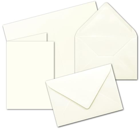 50x DIN B6 Faltkarten Set mit Umschlägen - Naturweiß (Weiß) - 115 x 170 mm - ideal für Einladungskarten, Hochzeit, Taufe, Kommunion, Konfirmation - Marke: FarbenFroh