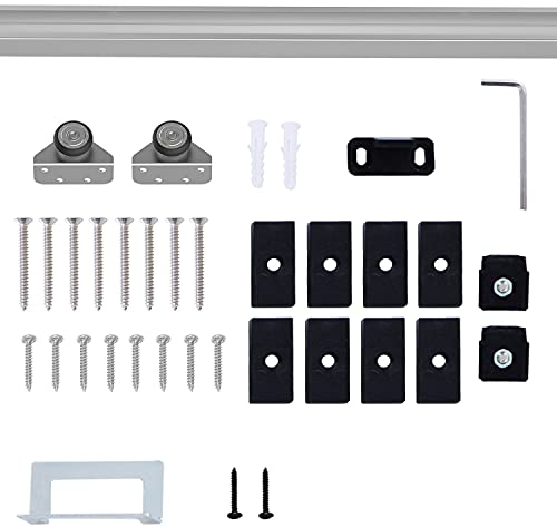HOMCOM Kit complet porte coulissante 4 x 93 cm (p x l): rail, roulettes, visserie