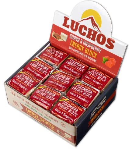 LUCHOS Natürliche Energie-Riegel - Himbeere, 27er Pack | Hohe Kohlenhydrat-Riegel für Ausdauer, Laufen, Radfahren und Workouts | vegan & glutenfrei | Natürliche Ernährungsriegel