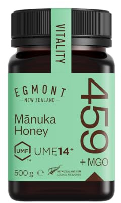 Egmont Honey Manuka-Honig MGO 459+, UMF 14+ aus Neuseeland (500 g) | Roh & Nicht Pasteurisiert | Monofloral | Rückverfolgbar vom Bienenstock bis ins Glas | Zertifiziert | Nachhaltig hergestellt