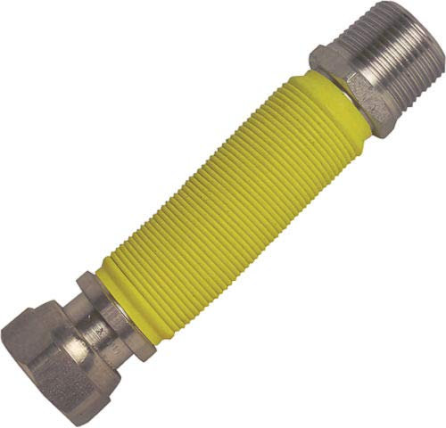 TUBO FLESSIBILE ACCIAIO INOX GAS GIALLO ESTENSIBILE 1° MF 110-210 mm GIUNTO