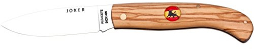 Joker Navaja de Bolsillo NO78-20, Logo Bandera de España con Toro, Hoja INOX 420 de 8 cm, puño Olivo, Herramienta de Pesca, Caza, Camping y Senderismo