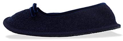 Le Clare Alice - Pantofola Invernale Donna Modello Ballerina in Lana Cotta con Passamanerie Tono su Tono - Colore Blu - Taglia 37