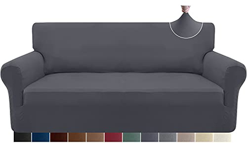 Granbest Housse de canapé Extensible 3 Places Super Douce en élasthanne pour Chien ou Animal Domestique Housse de canapé Protection de Meubles avec Fond élastique (3 Places, Gris)