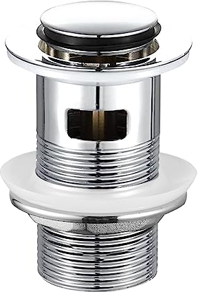 Wasserrhythm Pop up Basin Waste Slotted Click Clack Plug with Overflow Pop-up Bathroom Sink Waste Chrome 304 Stainless Steel