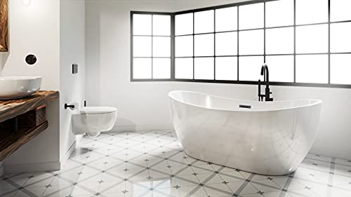 ECOLAM® exklusive freistehende Badewanne Clara 170x80 cm | moderne Standbadewanne Acrylwanne freistehend I Ablaufgarnitur Click Clack Komplett-Set Acryl glamour weiß