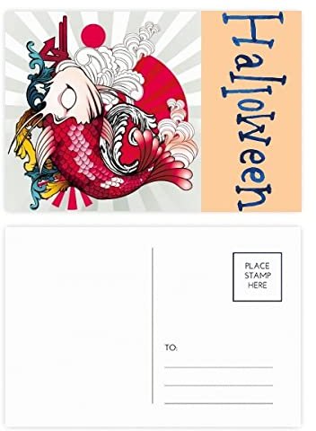 Art Fish Koi Japan Muster Halloween Postkarten-Set Dankeskarte Postkarte Postkarte Postkarte Seite 20 Stück