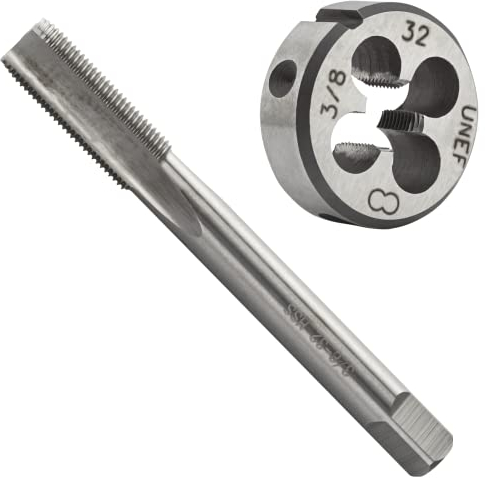 Aceteel Gewindeschneider-Set, 3/8 Zoll (0,95 cm), 32 UNEF (0,95 cm), HSS Gewindebohrer und UNEF Rundgewinde-Schneideisen für Rechtshänder