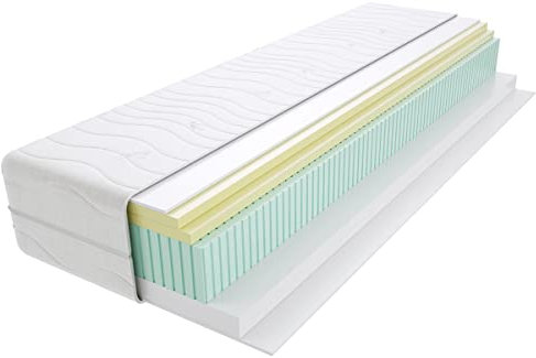 Godre Brera Matratze mit Latexeinlage 7 Zonen Doppelseitig Härtegrad H2 und H3 Weich und Mittelhart Hypoallergen HR und Visko Memory Foam gesteppter Bezug 26 cm Hoch 90x210 cm