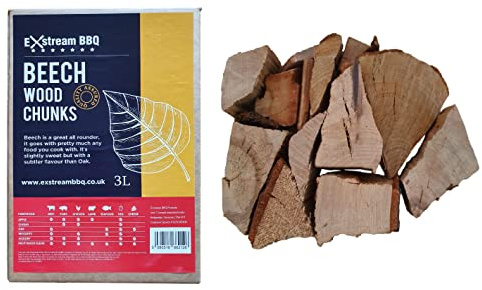 Exstream BBQ Barbecue Smoking Wood Chunks Food Smoke Apple, Hickory, Oak, Cherry, Mesquite 100% Natural No Chemicals (Beech 3 Litre)