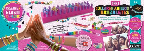 03000 03000-Set Elasticolor ¡CREA Collares y Pulseras 600 Gomas 36x13x5 cm, Multicolor (Nice