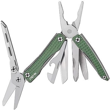 Nextool Multitool, Mini Flagship 10 i 1 Mini Multiverktyg, Vikbart Multiverktyg med Fickkniv, Tång, Burköppnare, Sax, Skruvmejsel, Flasköppnare för Camping/Män Presentgrön