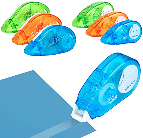 Yoosso 6 Stück Selbstklebender Kleberoller, 6mmx6m & 8mmx8m Fotokleber Transparentes Doppelseitiges Klebeband Roller Glue Tape für Scrapbook Kartenherstellung Schule Büro Basteln