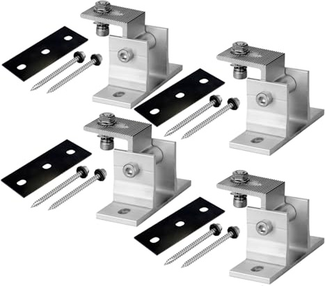 Avoltik Solarpanel Halterung 4 Stück I hochwertige Solarmodul Halterung aus robustem Aluminium I PV Modul Halterung inkl. Dichtung & Schrauben I Aufständerung für Solarmodule mit drehbarem Winkel