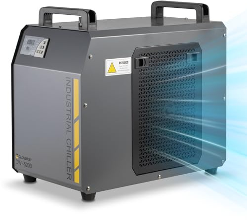 Cloudray 6L Industrial CO2 Laser Water Chiller 0.61HP CW5200 Precise Thermostat Recirculating CO2 Industrial Laser Chiller for 60W 70W 80W 90W 100W 120W 130W 150W CO2 Engraving Machine Cooling Machine