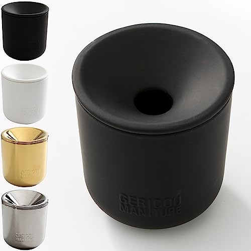 GC German Couture Keramik Stickbecher Aschenbecher kompatibel mit IQOS ILUMA PRIME TEREA Sticks u. Heets-Sticks + Glo Hyper Pro Air neo-Sticks u. Ploom X evo Zubehör f. Büro u. Zuhause, schwarz