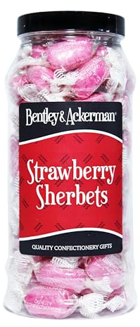 Strawberry Sherbets Sweets - (450g) Original Retro Boiled Sweets Gift Jar By Bentley & Ackerman's Sweet Shop.