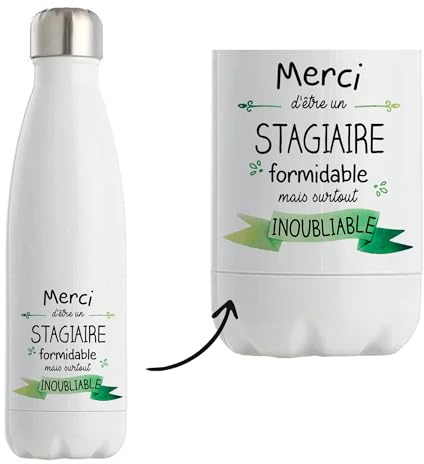 Planetee Bouteille isotherme Stagiaire inoubliable Homme Gourde Réutilisable Cadeau Départ Retraite Collègue Anniversaire Noël