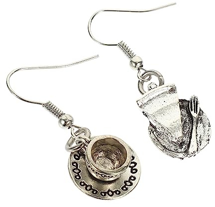 PACKOVE 4pairs Vintage Tea Cup Alloy Earring Charm for Women Tea Cup Earring Alloy Ear Decor for Lovers and Cake Dessert Lovers
