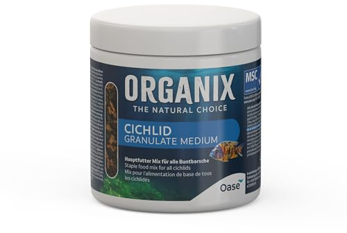 OASE ORGANIX Cichlid Granulate M 250 ml - Mangime per pesci di tutte le specie di pesce persico a partire da 6 cm, alimento completo con alti valori nutrizionali